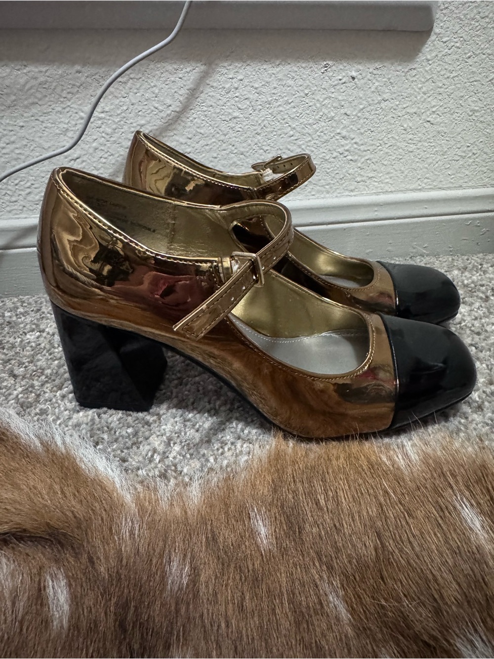 Gold/black heels